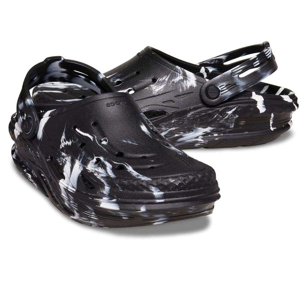 🔥 NEW CROCS Off Grid Marbled Clog Black and White Men's Shoes Sz 13